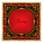 All Parties Gold Black Red retro Invitation