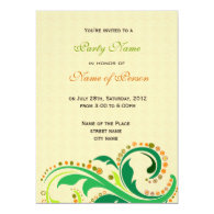 All parties invitation, swirl floral custom invites