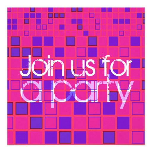 All Party Invitation Pink Purple Mosaic (front side)