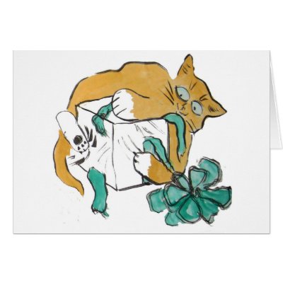 Buy e greeting ecards gifts - All Paws on the Gift, Sumi-e Cards