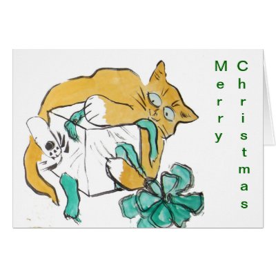 Buy e greeting ecards gifts - All Paws on the Gift, Sumi-e Cards