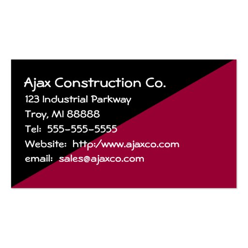 All Purpose 2-Tone Black and Brown Business Card (front side)
