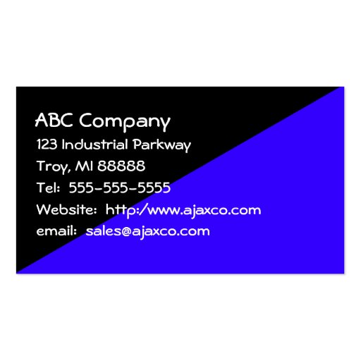 All Purpose Business Card Black and Royal Blue (front side)