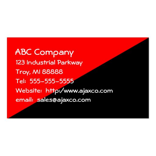 All Purpose Business Card Red Over Black (front side)