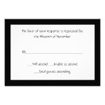 All Purpose Elegant Black and White Response Card Personalized Announcement