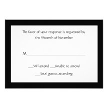 All Purpose Elegant Black and White Response Card Personalized Announcement