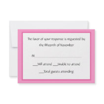 All Purpose Pink and White Response Card Custom Announcements