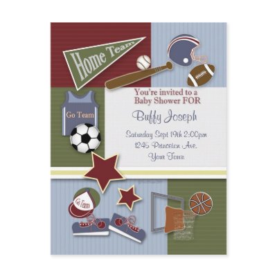 All Sports Baby Shower Template Post Cards by babybundle18