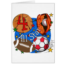 All Star 4th Birthday Tshirts and Gifts Greeting Card