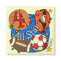All Star 4th Birthday Tshirts and Gifts magnets