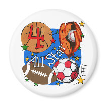 All Star 4th Birthday Tshirts and Gifts magnets