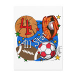 All Star 4th Birthday Tshirts and Gifts Post Cards