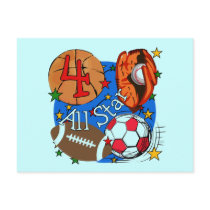 All Star 4th Birthday Tshirts and Gifts postcards by kids_birthdays All Star 4th Birthday Tshirts and Gifts postcards