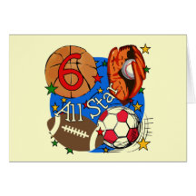 All Star 6th Birthday T-shirts and Gifts Greeting Card