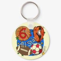 All Star 6th Birthday T-shirts and Gifts keychains