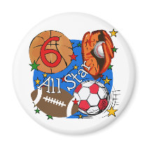 All Star 6th Birthday T-shirts and Gifts magnets by kids_birthdays All Star 6th Birthday T-shirts and Gifts magnets