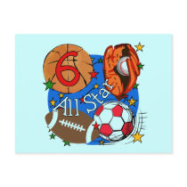 All Star 6th Birthday T-shirts and Gifts postcards by kids_birthdays All Star 6th Birthday T-shirts and Gifts postcards