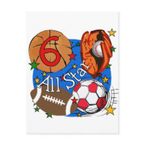 All Star 6th Birthday T-shirts and Gifts postcards by kids_birthdays All Star 6th Birthday T-shirts and Gifts postcards