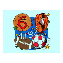 All Star 6th Birthday T-shirts and Gifts Postcards