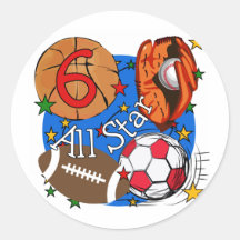 All Star 6th Birthday T-shirts and Gifts Sticker