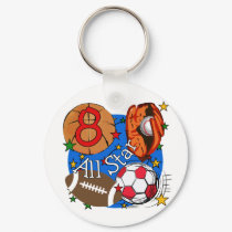 All Star 8th Birthday Tshirts and Gifts keychains