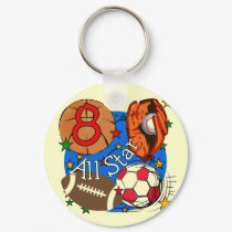 All Star 8th Birthday Tshirts and Gifts keychains