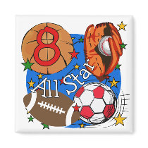 All Star 8th Birthday Tshirts and Gifts magnets by kids_birthdays All Star 8th Birthday Tshirts and Gifts magnets