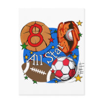 All Star 8th Birthday Tshirts and Gifts postcards by kids_birthdays All Star 8th Birthday Tshirts and Gifts postcards