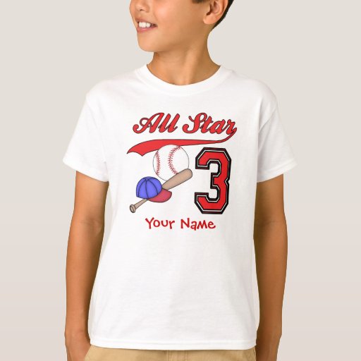 All Star Baseball 3rd Birthday Personalized T-Shirt | Zazzle