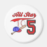 All Star Baseball 5th Birthday Fridge Magnets