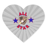 all star baseball player graphic heart stickers