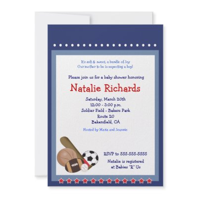 Sport Baby Shower Invitations on Fun Sports Baby Shower Invitations For Your Next All Star Baby Shower
