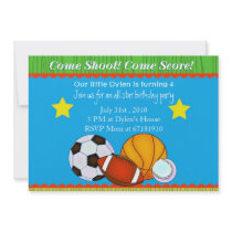All Star basic kids Sports Birthday Party invite