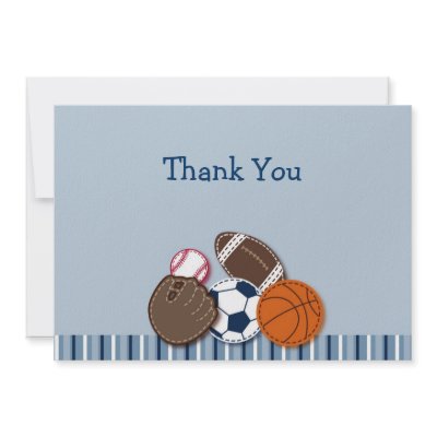 All Star MVP Sports Ball Flat Thank You Note Cards Custom Invitations by little_prints