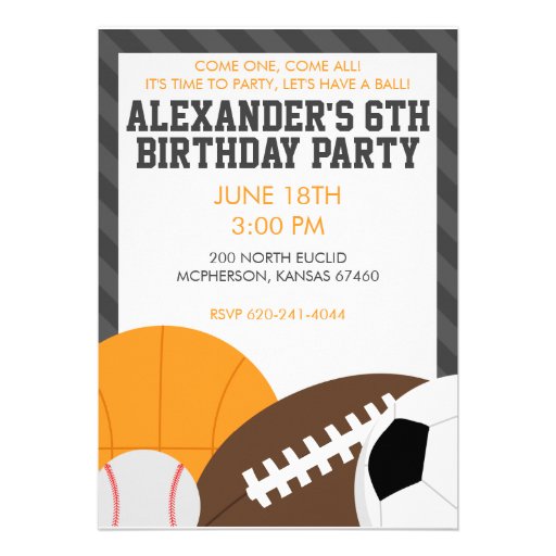 All Star Party Invitation (front side)