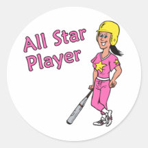 All Star Player - Girl Round Sticker