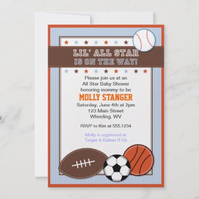 Star Born Baby Shower Theme on All Star Sport Baby Shower Invitation By Littlebeesgraphics