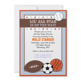 All Star Sport Baby Shower Invitation invitation