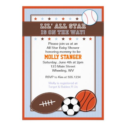 All Star Sport Baby Shower Invitation (front side)