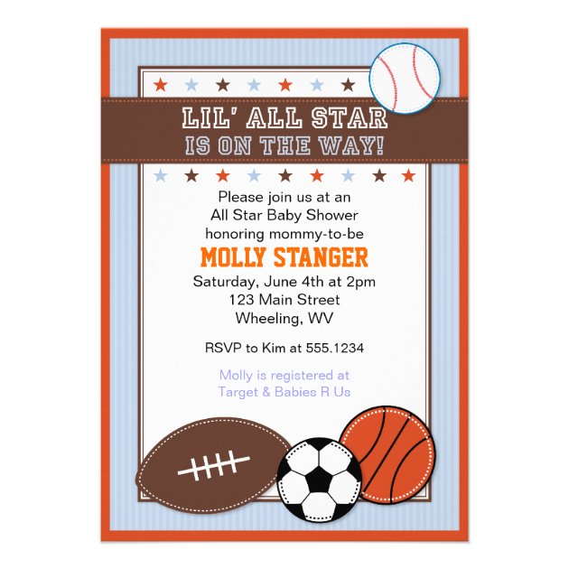 all star baby shower invitations