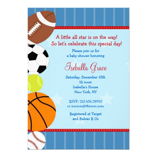 All Star Sport Baby Shower Invitation (front side)