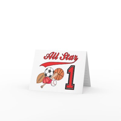 All Star Sports 1st Birthday Invitations Cards by Kewlkids