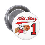 All Star Sports 1st Birthday Pinback Buttons