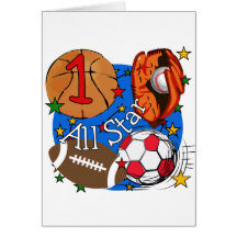 All Star Sports 1st Birthday Tshirts and Gifts Cards