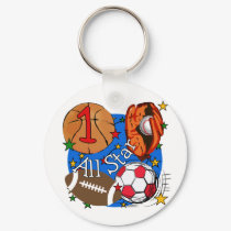 All Star Sports 1st Birthday Tshirts and Gifts keychains