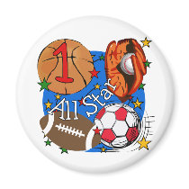 All Star Sports 1st Birthday Tshirts and Gifts magnets by kids_birthdays All Star Sports 1st Birthday Tshirts and Gifts magnets