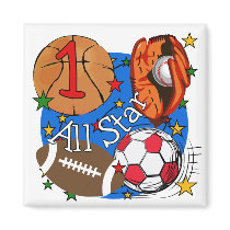 All Star Sports 1st Birthday Tshirts and Gifts magnets by kids_birthdays All Star Sports 1st Birthday Tshirts and Gifts magnets