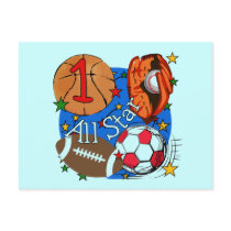 All Star Sports 1st Birthday Tshirts and Gifts postcards by kids_birthdays All Star Sports 1st Birthday Tshirts and Gifts postcards