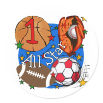 All Star Sports 1st Birthday Tshirts and Gifts stickers by kids_birthdays All Star Sports 1st Birthday Tshirts and Gifts stickers