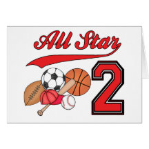 All Star Sports 2nd Birthday Invitations Greeting Card